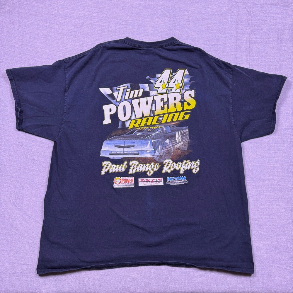 Tim Powers Racing 44 Paul Bange Roofing T Shirt Mens 2XL Cotton Nascar Style‎